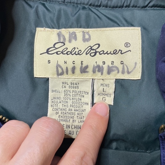 Vintage Eddie Bauer Navy Blue Down Puffer Puffy Vest Size Large Men's - Picture 4 of 8